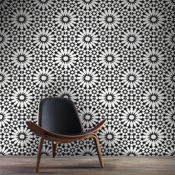 Moroccan Mosaic and Tile House - 8"x8" Agdal Handmade Cement Tile, Black/White, Set of 12 - Wall And Floor Tile