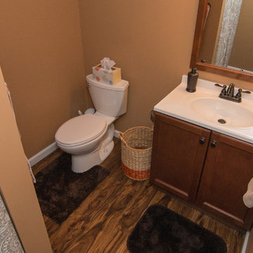 Finished basement with exercise area and small bath in Wexford, PA