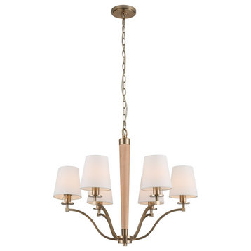 Curva 6-Light Chandelier in Brushed Champagne Gold