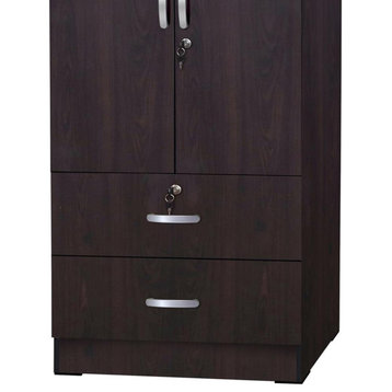 Better Home Products Grace Wood 2-Door Wardrobe Armoire with 2-Drawers Tobacco