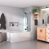 58"x34" Frameless Glass Bath Tub Shower Door, Glass Hung, Matte Black