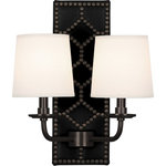 Robert Abbey - Robert Abbey Z1035 Williamsburg Lightfoot - Two Light Wall Sconce - Designer: Williamsburg  Cord CoWilliamsburg Lightfo Blacksmith Black Lea *UL Approved: YES Energy Star Qualified: n/a ADA Certified: n/a  *Number of Lights: Lamp: 2-*Wattage:60w B Candelabra Base bulb(s) *Bulb Included:No *Bulb Type:B Candelabra Base *Finish Type:Blacksmith Black Leather/Polished Nickel