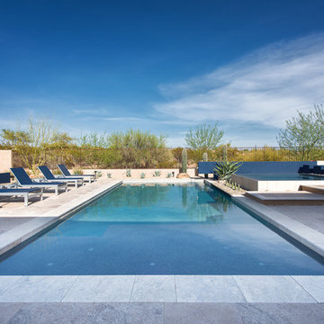 Luxury Pool, Perimeter Overflow Spa and Cantilevered Fire Feature