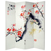 Double Sided 6 Ft. Cherry Blossoms/Love Folding Screen - 4 Panel