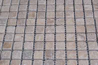 DARK WALNUT 1/2"x1/2" tumbled, 12"x12" mesh classic squares mosaic