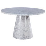 Meridian Furniture - Omni Dining Table, White - Imbibe your dining room with a fresh new look with this super contemporary Omni dining table. This 48-inch table is made from wood with a lovely white faux marble finish with grey graining that looks so real, no one will guess it's less than authentic. Add your favorite chairs to this pretty table for a modern, up-to-the-minute look in your dining room space.
