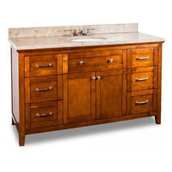 60 inch Chocolate Finish Bathroom Vanity Emperador Light Marble Top - Bathroom Vanities And Sink Consoles