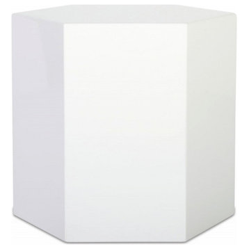 Anatolio Modern Medium White High Gloss End Table
