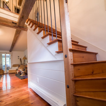 Reclaimed Hemlock and Rebar Stair Rail