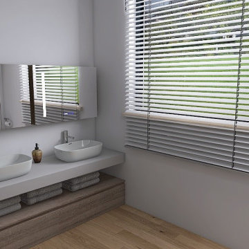 Modern Minimalist Double Vanity Bath with Natural Light