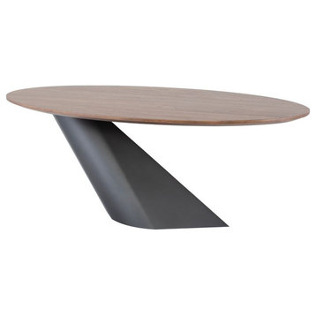 Nuevo Furniture Oblo 78.8" Dining Table in Walnut/Titanium