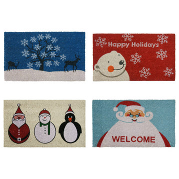 Rubber-Cal Friends and Family Christmas Decor Kit, 18"x 30", 4 Doormats