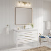 Celios Bathroom Vanity, White With Brass Trim, 48", Single Sink, Freestanding