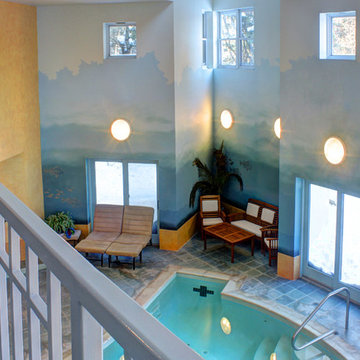 Aqua Ombre Paint Finish on Indoor Pool Walls