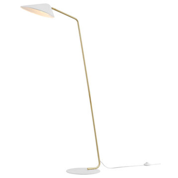 Floor Lamp Light, White, Metal, Modern, Mid Century Cafe Bistro Hospitality