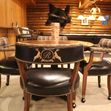Embroidered Leather and Fabric Game Chairs