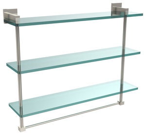 Montero Collection 22" Triple Tiered Glass Shelf With integrated towel bar