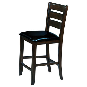 Acme Urbana Counter Height Chairs, Black PU and Espresso, Set of 2