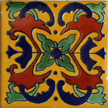 6x6 4 pcs Yellow Butterfly Talavera Mexican Tile
