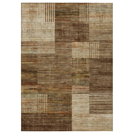 Machine Washable Indoor/Outdoor Chantille ACN2149 Brown 5' x 7'6" Rug