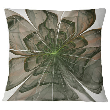 Symmetrical Green Fractal Flower Floral Throw Pillow, 16"x16"