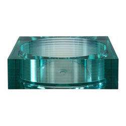 Miseno - Miseno MNO-106G Square 17-7/10" Tempered Glass Vessel Bathroom Sink - Bathroom Sinks