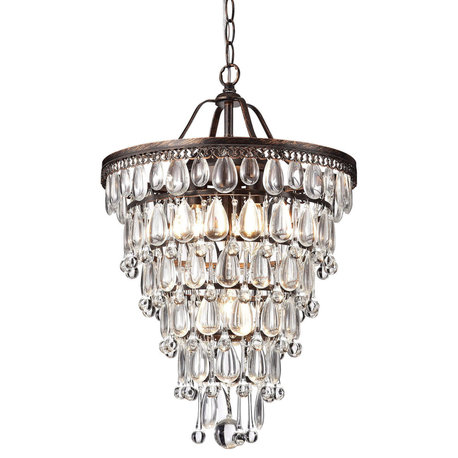 Silvia 4-light Antique Copper Crystal Chandelier