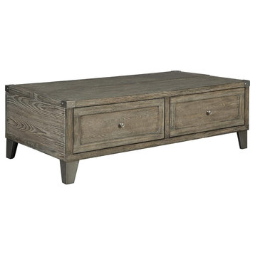 Coffee Table, Lift Up Top With Storage Drawers & Pull Handles, Rustic Brown