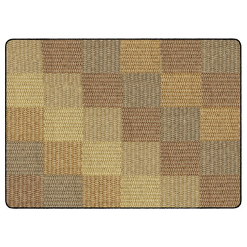 Flagship Carpets FA1010-32FS 6x8'4 Cozy BasketWeave Blocks/Natural Rug
