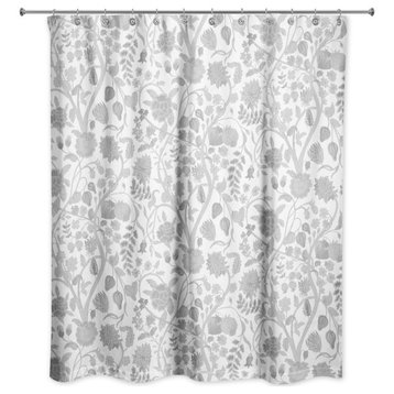 Light Gray Watercolor Floral 71x74 Shower Curtain