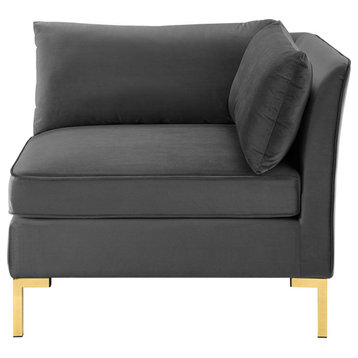 Sofa Corner Chair, Velvet, Gray, Modern, Living Lounge Hotel Hospitality