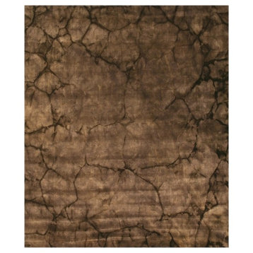 EORC Handmade Wool Brown Contemporary Abstract Dip Dyed Rug, Rectangular 5'x8'