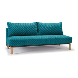 "Innovation" Sly Coz Petrol Sofa Bed / Lacquered Oak Legs - Sofas