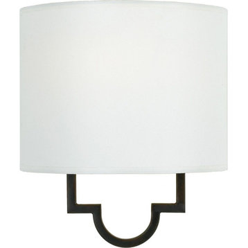 1 Light Contemporary Wall Sconce White Fabric Shade-10.75 Inches H by 9 Inches