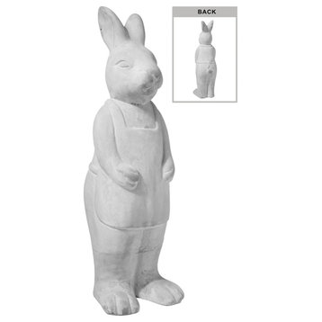Cement Standing Rabbit Baker Figurine Washed Gray Finish