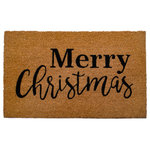 Mascot Hardware - Merry Christmas Natural Coir Doormat 28 in. x 18 in. Outdoot Mat - This Printed christmas doormat is made of natural coir and features an adorable holiday print with a vintage Christmas tree and “Marry Christmas” wording. A perfect welcome mat for use all holiday season. Thick and durable coir fibers are great for wiping feet and for high traffic areas. To best preserve your natural coir mat, avoid prolonged exposure to water and direct sunlight. Natural coir when wet, may discolor.