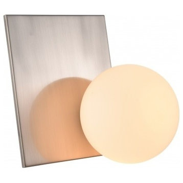 Table Lamp With Milk White Glass Globe Shade, Shiny Nickel