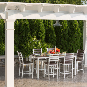 Loft Outdoor Dining Set - Textured White Aluminum w/ Venetian Cocoa Premium HDPE