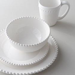16-Piece 'Bianca' Beaded-Edge Dinnerware - Dinnerware