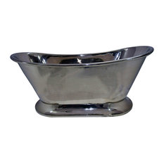 Nickel Finish Copper Bathtub With Curved Pedestal