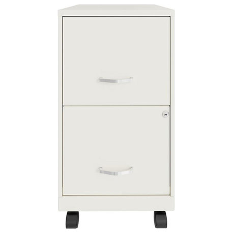 Space Solutions 18in 2 Drawer Mobile Smart Vertical File Cabinet Pearl White