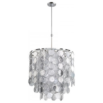 Carina Pendant, 9-Light, Chrome, Iron, Shatter Silver and Clear Glass, 25.75"H