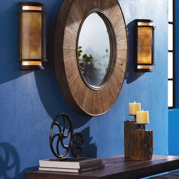 Cozy Rustic Style Hallway Entry Console with Sconces