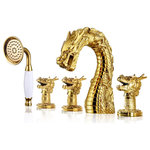 Maison De Philip - Gold Dragon Deck Tub Set - Add a touch of French style to your bathtub with this beautiful gold Dragon faucet and handheld shower.