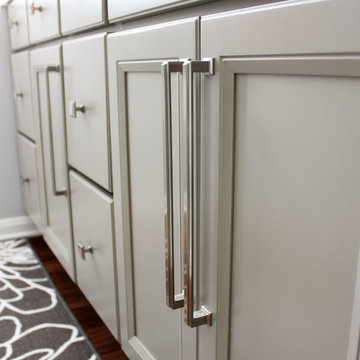 Grey Bathroom Vanity with Hamper Cabinet and Cambria Swanbridge Countertop