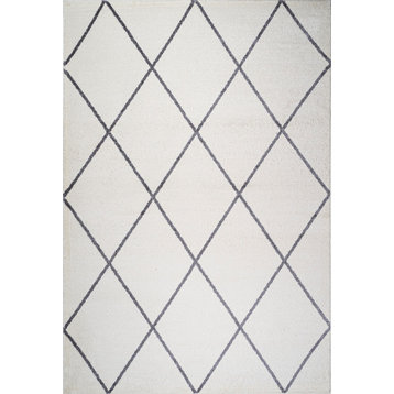 Cole Minimalist Diamond Trellis White/Gray 8'x10' Area Rug