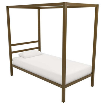 Bowery Hill Twin Metal Canopy Bed in Gold