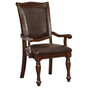 Benzara BM123165 Alpena Traditional Arm Chairs, Brown Cherry, Set of 2