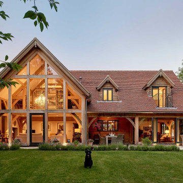 An oak frame family home and room above garage in Warwickshire