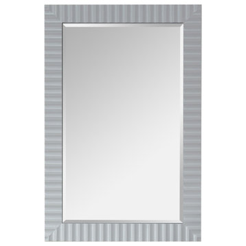 Savona Rectangular Bathroom/Vanity Wave framed Wall Mirror, Paris Grey, 24 Inch